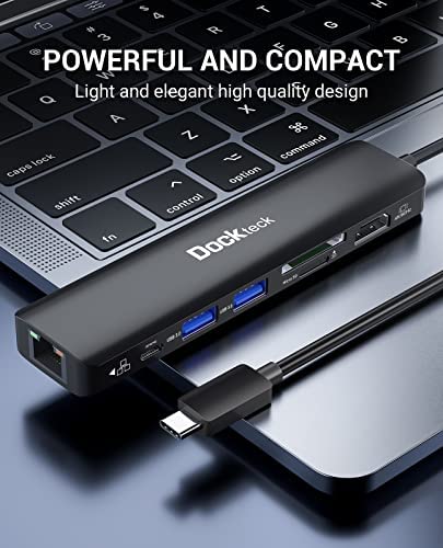 Amazon.com: dockteck USB C Hub 4K 60Hz, 7-in-1 USB C PD Ethernet Hub Dongle with 4K 60Hz HDMI, 1Gbps