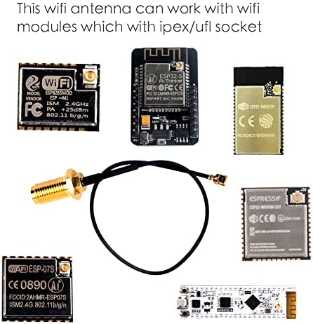 DIYmall 2.4G WiFi Antenna with U.FL to Female SMA Cable, 3DBI Gain Antenna for Arduino Wemos D1 M1 E