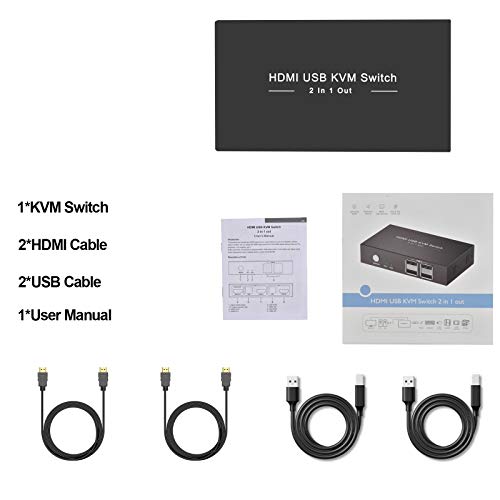 Amazon.com: Rybozen KVM Switch HDMI, 4K@30Hz HDMI Switch 2 Port Box, 2 Computers Share One Monitor,