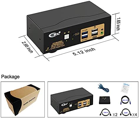 Amazon.com: CKL 2 Port USB 3.0 KVM Switch Dual Monitor HDMI 4K 60Hz, Keyboard Video Mouse Peripheral