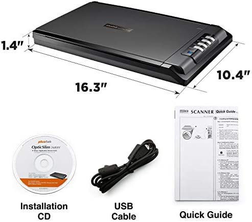 Plustek OpticSilm 2700 - High Speed Flatbed Scanner, 3sec Fast scan Speeds. Compact Design for Home