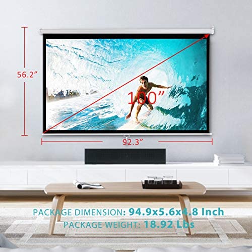 Amazon.com: VIVOHOME 100 Inch Manual Pull Down Projector Screen, 16:9 HD Retractable Widescreen for