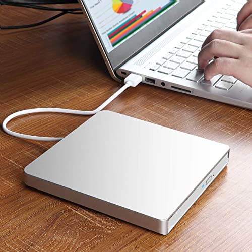 ROOFULL External CD DVD +/-RW Drive USB 3.0 Type-C Premium CD DVD ROM Optical Disc Drive Player Burn