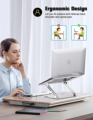 Amazon.com: RIWUCT Adjustable Laptop Stand, Ergonomic Laptop Riser Holder for Desk, Aluminum Sturdy