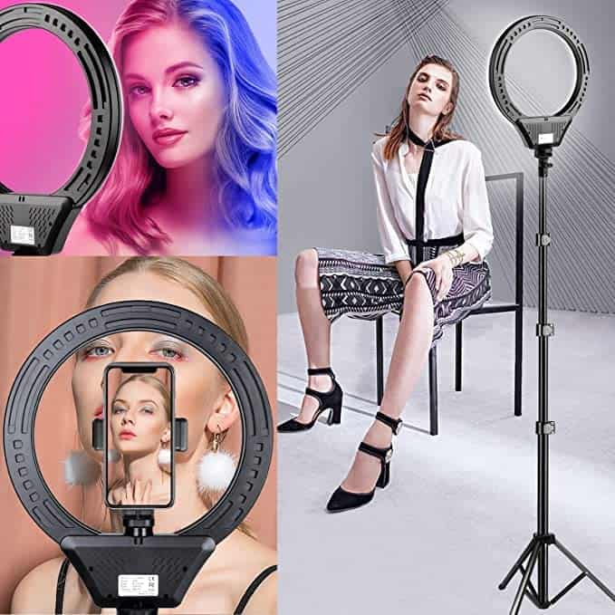 Amazon.com : 10" Ring Light with Tripod Stand and Phone Holder RGB Selfie Ring Light with 59" Stand