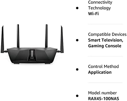 Amazon.com: Netgear Nighthawk AX6 6-Stream AX4300 WiFi 6 Router (RAX45-100NAS) : Electronics