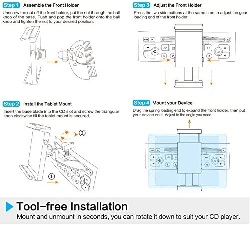 APPS2Car Universal Car Mount [2 in 1] CD Slot Tablet Car Mount for 7-12.4 inch Tablet, CD Player Cel