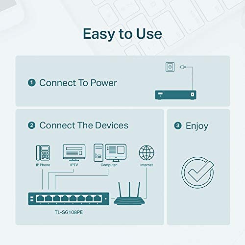 TP-Link TL-SG108PE V3 | 8 Port Gigabit PoE Switch | Easy Smart Managed | 4 PoE+ Ports @64W | Plug &a