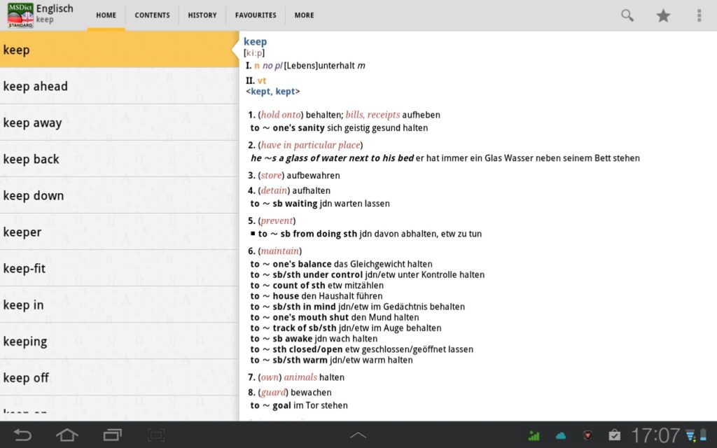 Dictionary English German STANDARD