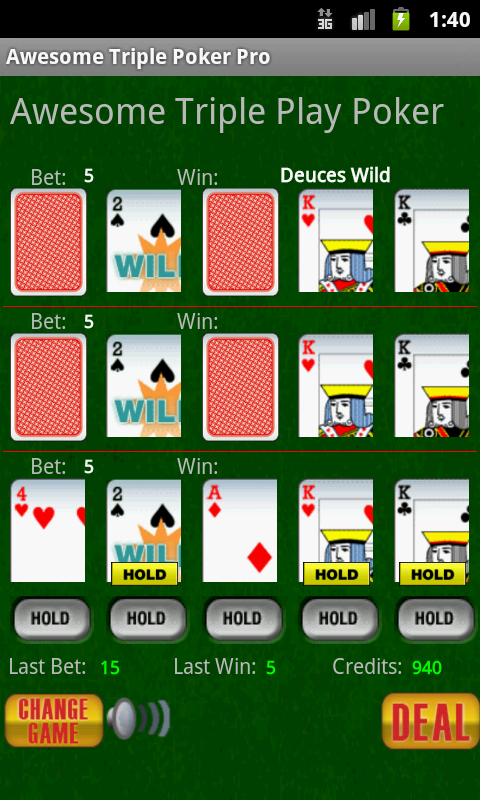 Awesome Triple-Play Video Poker