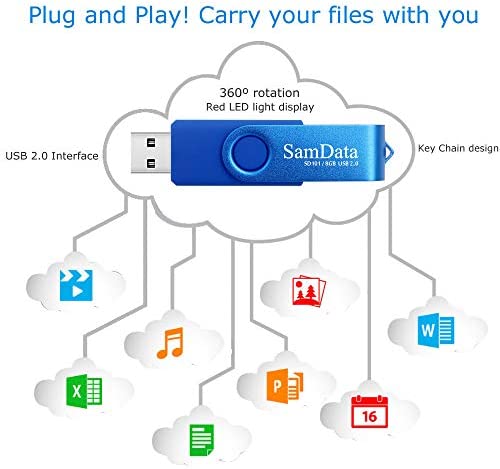 SamData 8GB USB Flash Drives 5 Pack 8GB Thumb Drives Memory Stick Jump Drive with LED Light for Stor