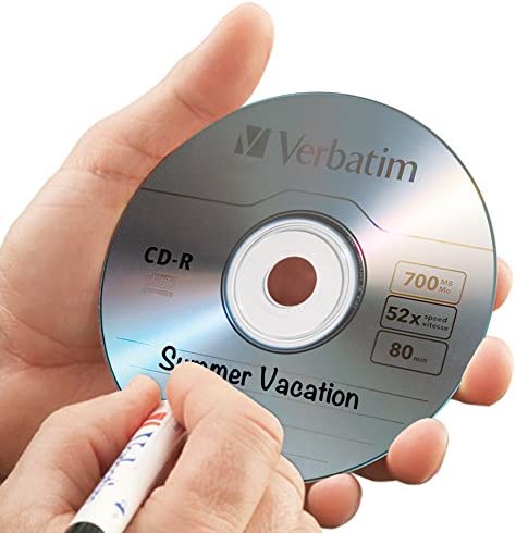 Verbatim CD-R Blank Discs 700MB 80-Minutes 52X Recordable Disc for Data and Music - 10 Pack Slim Cas