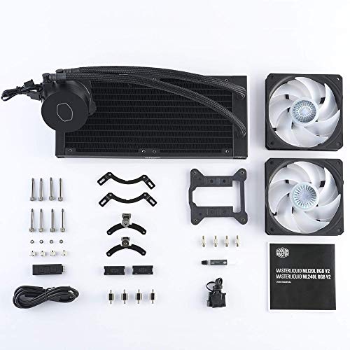 CoolerMaster MasterLiquid ML240L RGB V2, Close-Loop AIO CPU Liquid Cooler, Gen3 Dual Chamber Pump, 2