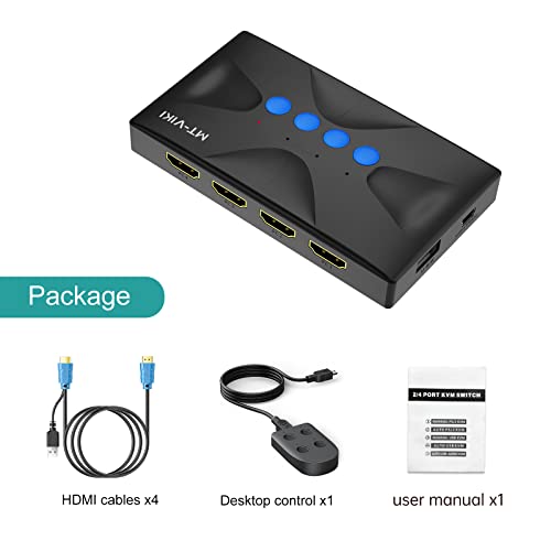 Amazon.com: KVM Switch, MT-VIKI KVM Switch HDMI for 4 Computers Share Keyboard Mouse Printer to 1 HD