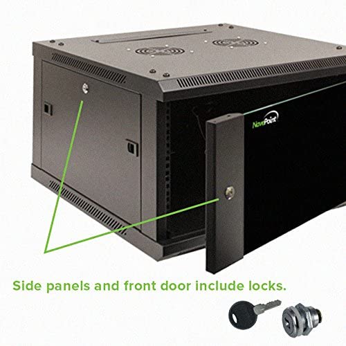 NavePoint 15U Wall Mount Network Server Cabinet for 19” IT, A/V Equipment, Lockable Glass Door &