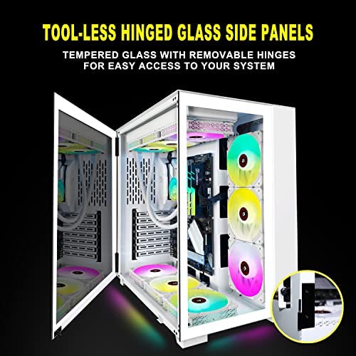 KEDIERS PC Case - ATX Tower Tempered Glass Gaming Computer Case with 9 ARGB Fans,C590