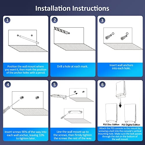 Amazon.com: NexiGo PS5 Wall Mount Kit with Charging Station, Dual Controller Chargers, Steel Wall St