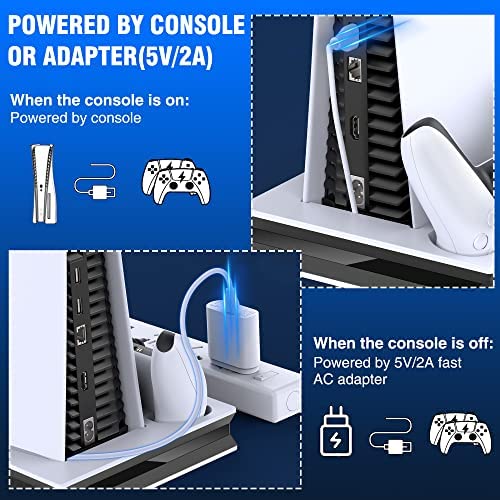 Amazon.com: PS5 Stand with 2 Cooling Fan, Dual Fast PS5 Controller Charging Station with 3 Extra USB