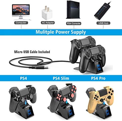 PS4 Controller Charger, PS4 Charger USB Charging Dock Station Compatable with Dualshock 4, Upgraded