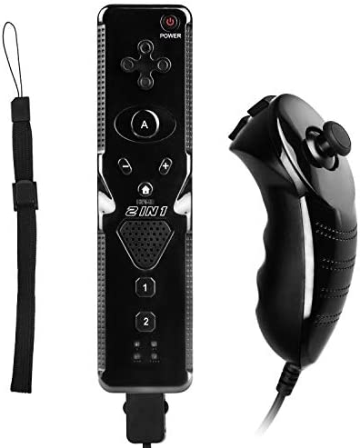 2 Pack Wii Remote with Wii Motion Plus Inside | Shock Wii Nunchuk Controller | Compatible Nintendo W