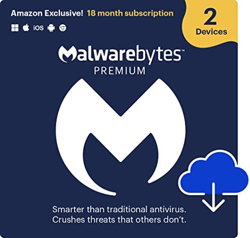 Amazon.com: Malwarebytes | Amazon Exclusive | 18 Months, 2 Devices | PC, Mac, Android [Online Code]