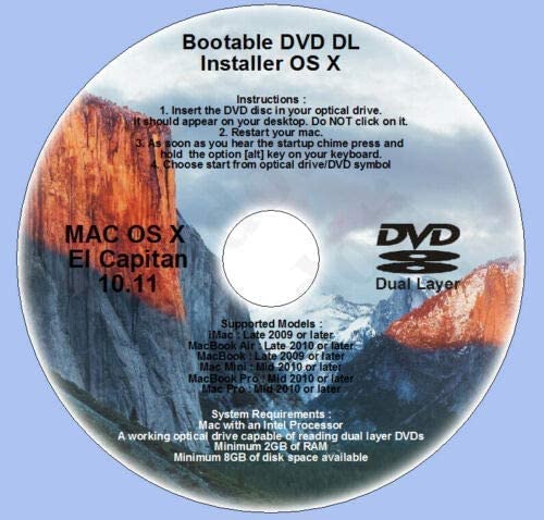 Amazon.com: Bootable DVD DL for Mac OS X 10.11 El Capitan Full OS Install Reinstall Recovery Upgrade