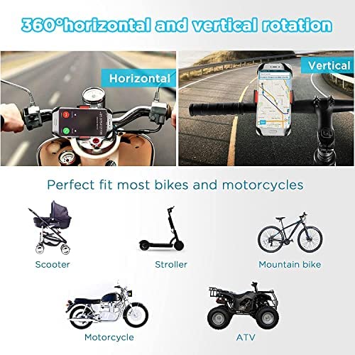 IPOW Motorcycle Phone Mount, Bike Phone Mount Holder, Universal Cell Phone Bicycle & Motorcycle