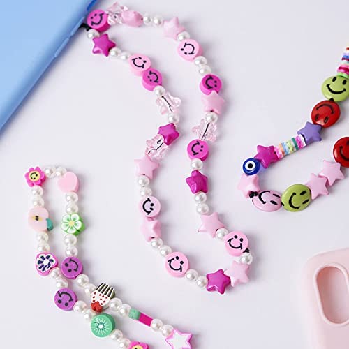 Amazon.com: Vatogon Beaded Phone Strap Y2K Beaded Phone Charms Smiley Face Fruit Star Letter Pearl H