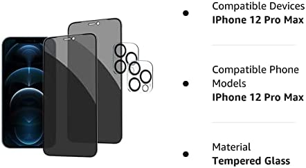 Amazon.com: HXL [2+2 Pack] iPhone 12 Pro Max Privacy Screen Protector with Camera Lens Protector Ful