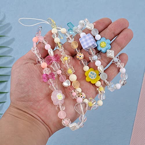 Amazon.com: IUASZZ Phone Charm, Acrylic Sweet Colored Flower Bowknot Beaded Lanyard Wrist Strap, Cha