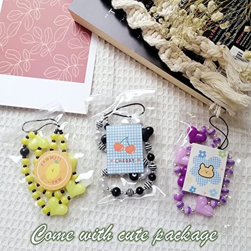 Amazon.com: Dropurfon Heart Shape Beaded Phone Charms Kawaii Wrist Strap Acrylic Handmade Rainbow Y2