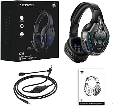 Amazon.com: PHOINIKAS Wireless Bluetooth Gaming Headset, Stereo Over Ear Headphones with Detachable