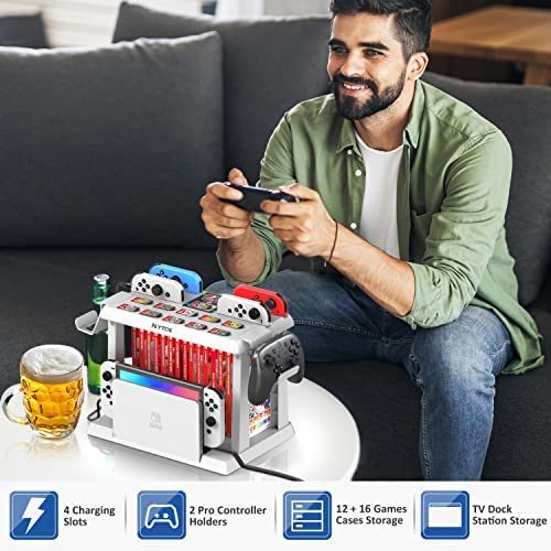 Amazon.com: Switch Games Organizer Station with Controller Charger, Charging Dock for Nintendo Switc