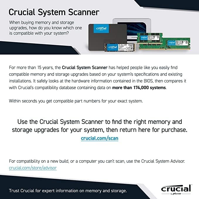 Crucial MX500 2TB 3D NAND SATA 2.5 Inch Internal SSD, up to 560MB/s - CT2000MX500SSD1